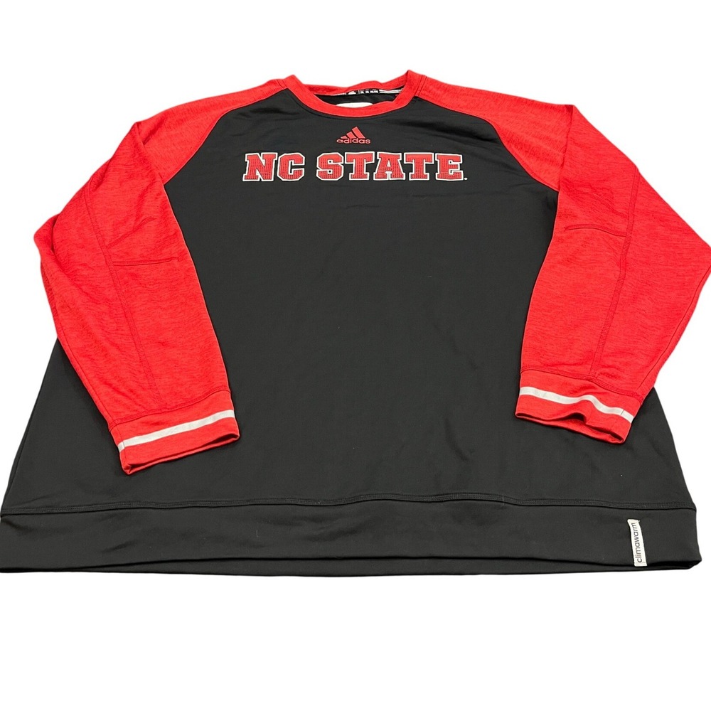 Adidas NC State‎ Sweatshirt Mens 2XL Black Red Climawarm Raglan Pullover